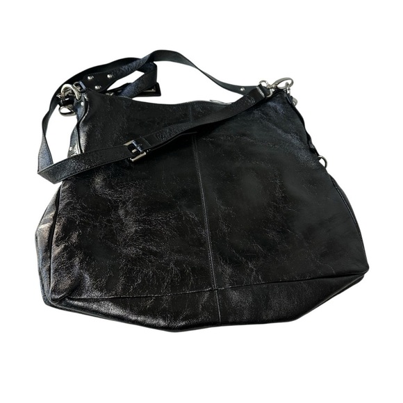 Blaser Designer Black Patent Leather Large Hobo Shoulder Bag Crossbody - Picture 6 of 10